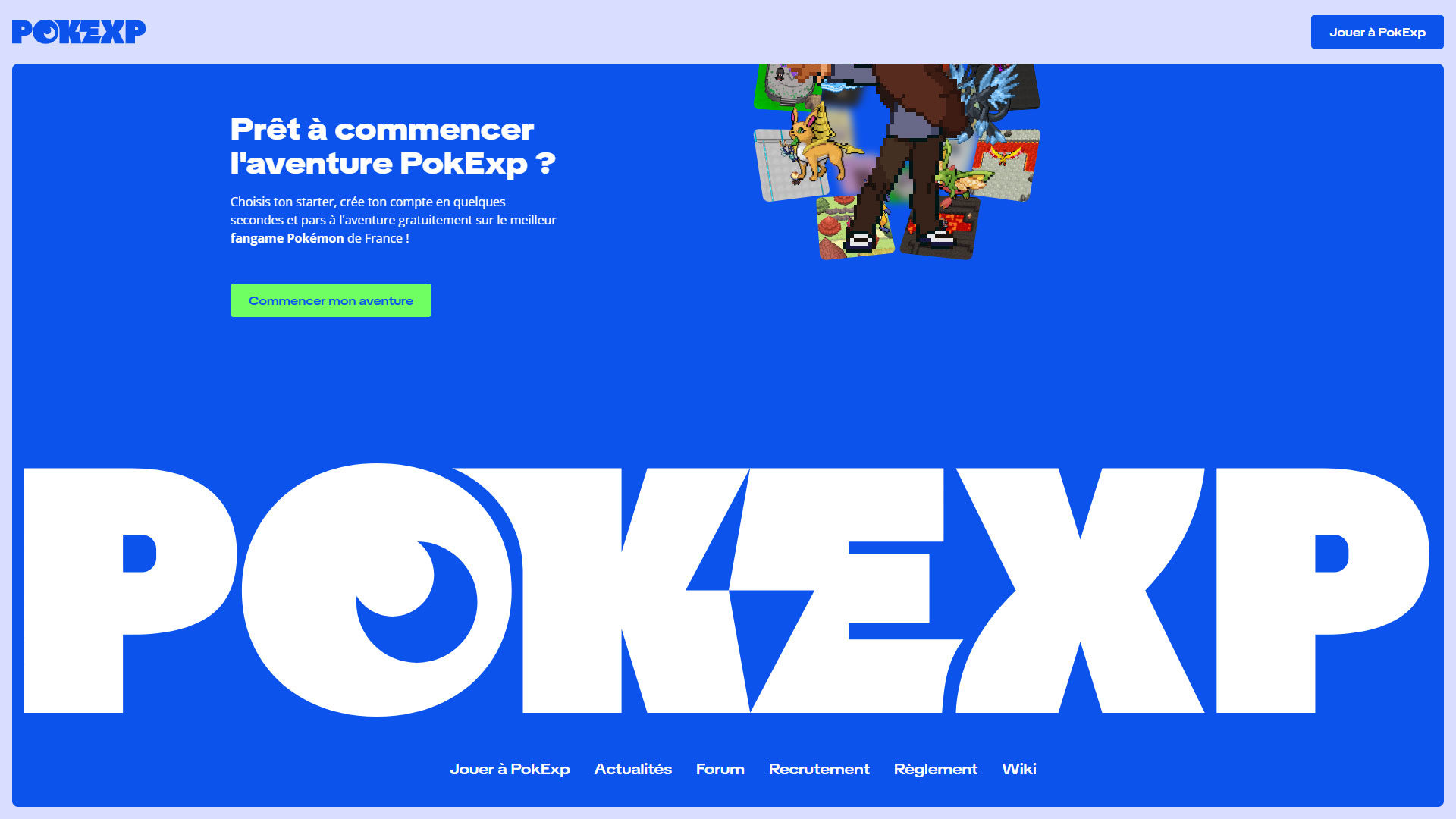 footer de la landing de pokexp, fangame pokémon, sur mesure PHP