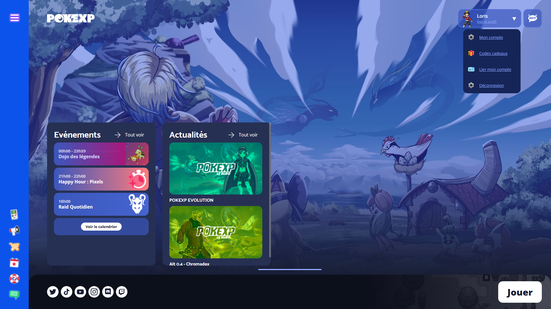 interface launcher jeu pokexp version desktop actualités & events
