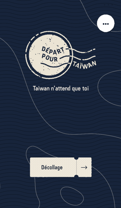 Capture d'écran de l'accueil de Départ pour Taïwan. Capture d'écran de l'accueil de Départ pour Taïwan.