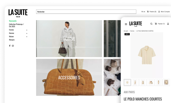 Développement E-Commerce pour la boutique La Suite, vêtements & accessoires de mode