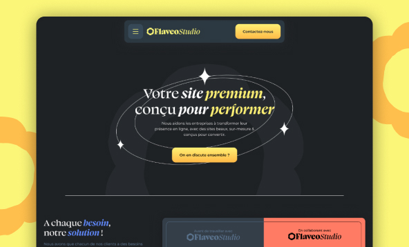 Design de la homepage du site Flaveo Studio, créé par Loris Pinna