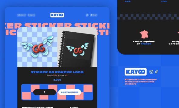 Maquettes Figma pour Kayoo, une boutique de sticker