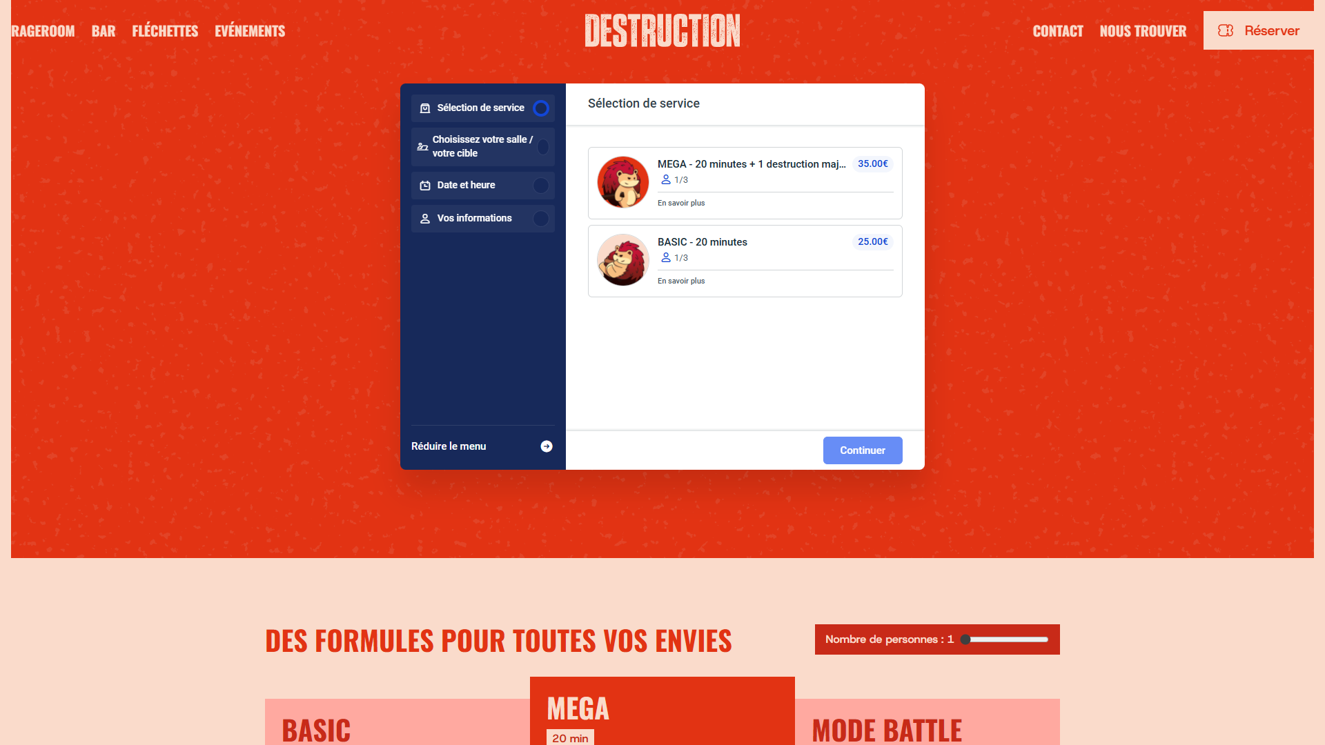 Module de réservation Amélia intégré pour la réservation des salles & des cibles