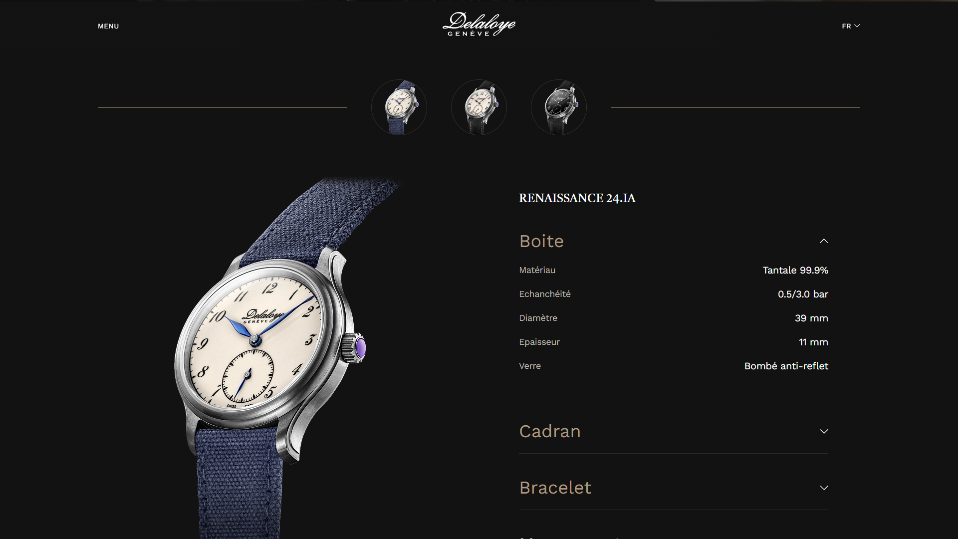 Affichage des différentes montres et leurs caractéristiques